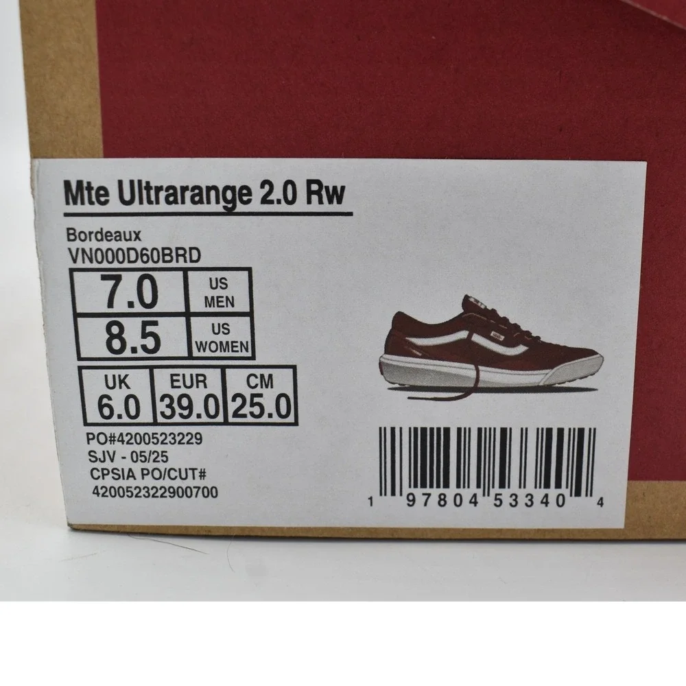 Vans Womens Size 8.5 MTE Ultrarange 2.0 RW Bordeaux Red Lace Up Sneakers Shoes